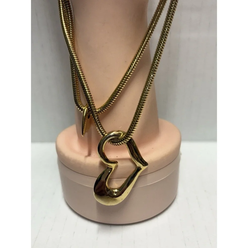Necklace Gold Tone‎ Heart pendant shiny fashion jewerly